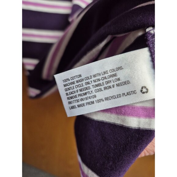 Purple White Striped Unisex Rugby Polo Shirt - Picture 5 of 6